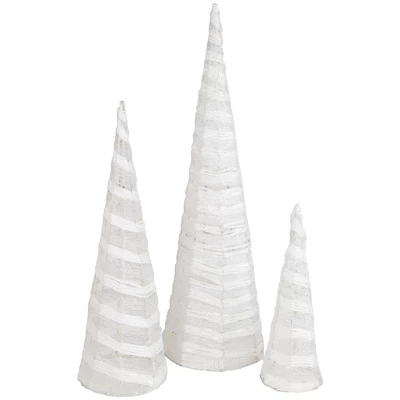 Northlight Glittered Cone Tree Christmas Decoration - 23.5 - White And Silver - Set Of 3 - Image 4