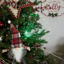 Northlight 20" LED Lighted Firework Silver Branch Christmas Decoration - Green Lights