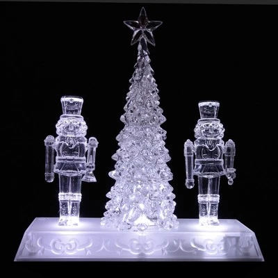 Northlight LED Lighted Icy Crystal Nutcracker And Christmas Tree Decoration - 9" - White Lights - Image 2