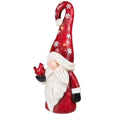 Northlight Gnome In Lighted Hat Holding Cardinal Christmas Decoration - 20" - LED Warm White Lights - Image 4