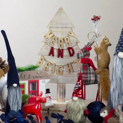 Northlight Wooden Tree "Merry And Bright" Christmas Decoration - 23" - Gold And Red