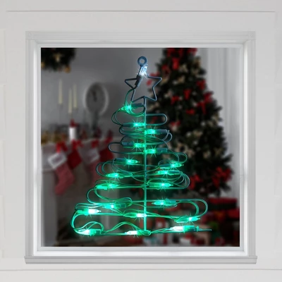 Northlight LED Lighted Christmas Tree Window Silhouette Decoration - 12.5" - Green Lights - Image 2