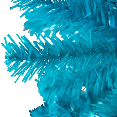 Northlight Pre-Lit Medium Pine Artificial Christmas Tree - 6' - Turquoise - Clear Lights - Image 5
