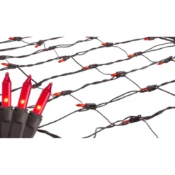 Northlight Mini Net Style Incandescent Christmas Lights - 2' X 8' - Red - Brown Wire