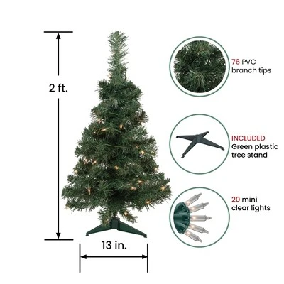 Northlight Pre-Lit Medium Blackwater Fir Artificial Christmas Tree - 2' - Clear Lights - Image 5