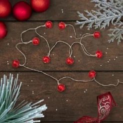 Northlight 10-Count LED Red Christmas Bells Fairy Lights, 5.5ft, Clear Wire