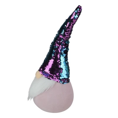 Northlight Gnome With Flip Sequin Hat Christmas Decoration - 17.5" - Purple And Blue - Image 4