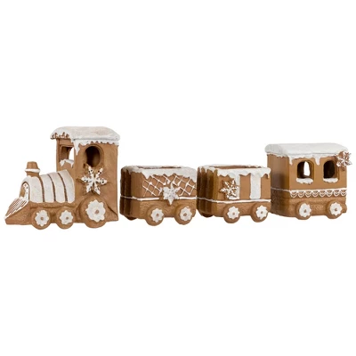 Northlight Frosted Snowflake Gingerbread Train Christmas Decoration - 5.5" - 4-Piece - Image 2