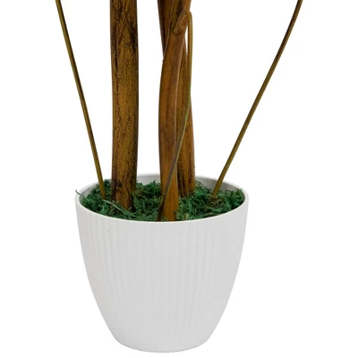 Northlight Real Touch™ Artificial Monstera Artificial Plant In A White Textured Pot - 4.25' - Image 3