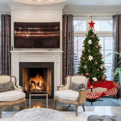 Northlight Lighted Musical Snowing Artificial Christmas Tree - 6' - White LED Lights - Image 4