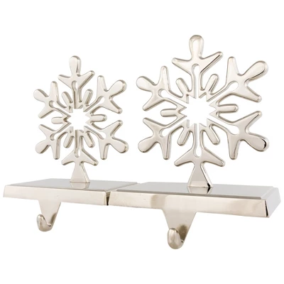 Northlight Set Of 2 Solid Silver Snowflake Cutout Christmas Metal Stocking Holders 6.5" - Image 3
