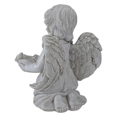 Northlight 9" Kneeling Angel With Flower Bird Feeder Outdoor Garden Statue - Image 3