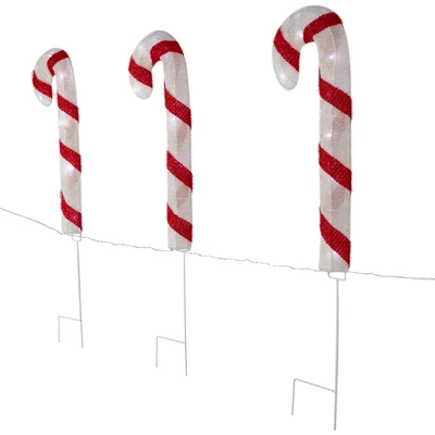 Northlight Lighted Candy Cane Christmas Pathway Lawn Stakes - 20" - Set Of 3 - Image 4