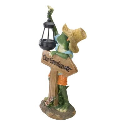 Northlight 18-Inch Country Frog With Lantern Outdoor Garden Statue - Image 2