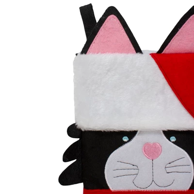 Northlight 19.5" Black And Red Embroidered Kitty Cat Christmas Stocking - Image 3