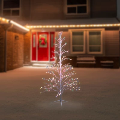 Northlight 6' Prelit Artificial Christmas Tree White Lighted Cascade Twig Outdoor Decoration - Multi-Color Lights - Image 2