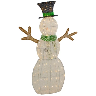 Northlight 43" LED Lighted Snowman With Top Hat And Green Scarf Outdoor Christmas Decoration - Image 5