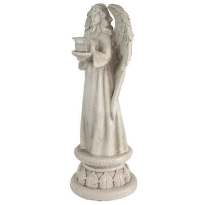 Northlight 22.5" Standing Religious Angel With Bird Bath Votive Candle Holder Outdoor Patio Garden Statue - Gray - Image 4
