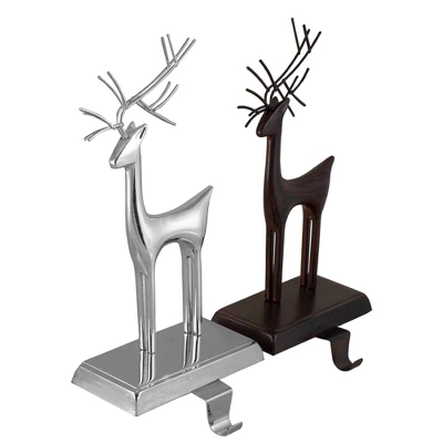 Northlight Set Of 2 Oil Rubbed Bronze And Silver Reindeer Christmas Stocking Holders - Image 5