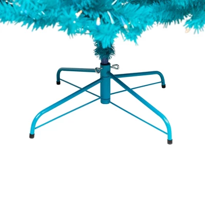 Northlight Pre-Lit Medium Pine Artificial Christmas Tree - 6' - Turquoise - Clear Lights - Image 8