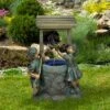 Northlight 35" LED Boy And Girl At A Wishing Well Water Fountain