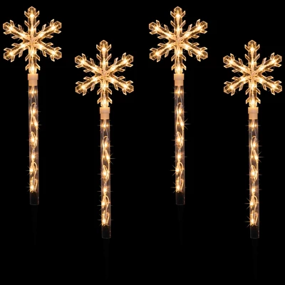 Northlight Lighted Snowflakes Christmas Outdoor Pathway Markers - 27" - Set Of 4 - Image 2