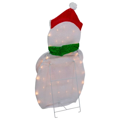 Northlight 32" Lighted 2D Chenille Snowman With Scarf Outdoor Christmas Decoration - Image 5