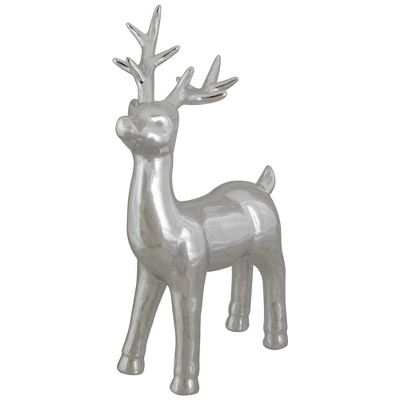 Northlight Shiny Ceramic Standing Reindeer Christmas Decoration - 14" - Silver