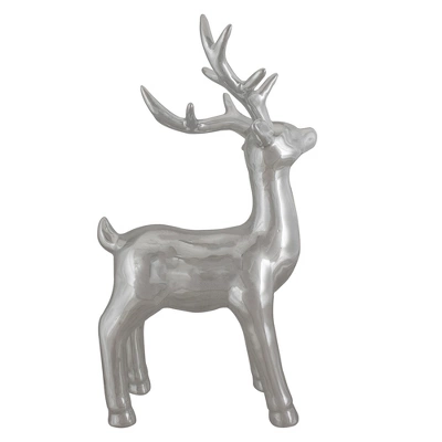 Northlight Shiny Ceramic Standing Reindeer Christmas Decoration - 14" - Silver - Image 2