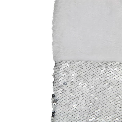 Northlight 19" White And Silver Sequin Christmas Stocking With White Faux Fur Cuff - Image 4