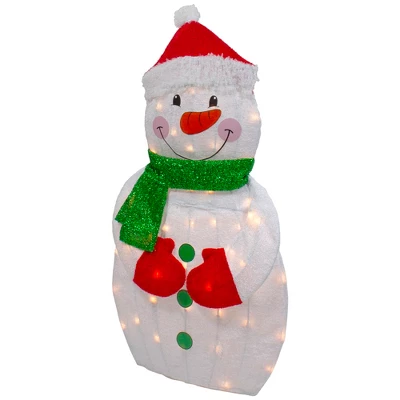 Northlight 32" Lighted 2D Chenille Snowman With Scarf Outdoor Christmas Decoration - Image 3