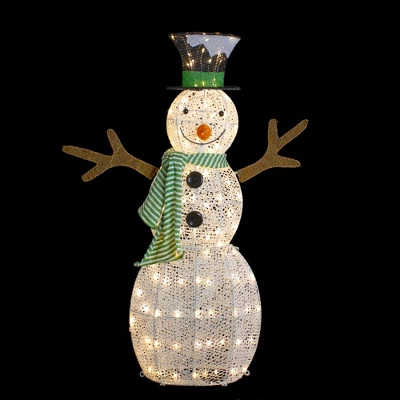 Northlight 43" LED Lighted Snowman With Top Hat And Green Scarf Outdoor Christmas Decoration - Image 2