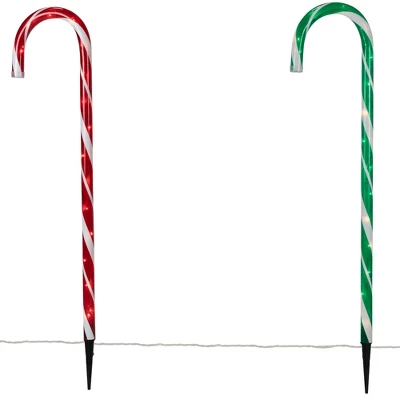 Northlight Lighted Outdoor Christmas Candy Cane Pathway Markers - 28" - Red And Green - Set Of 6 - Image 3