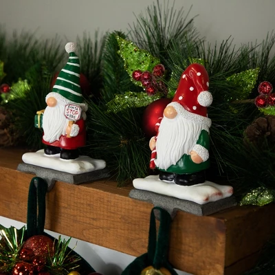 Northlight Santa Gnomes Christmas Stocking Holders - 6.25" - Set Of 2