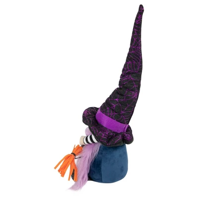 Northlight 14" Black And Purple Witch Gnome With Broom Indoor Halloween Figure - Image 4
