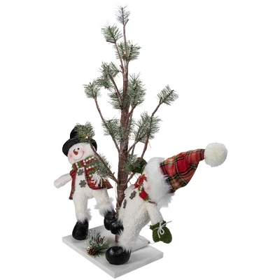 Northlight LED Lighted Snowmen Friends With Pine Tree Christmas Decoration - 34" - Image 3