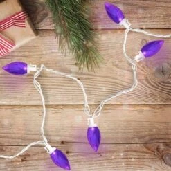 Northlight 25 Count Purple LED C9 Christmas Lights, 16 Ft White Wire