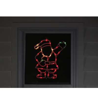 Northlight Lighted Waving Santa Christmas Window Silhouette - 13" - Multicolor Lights - Image 2