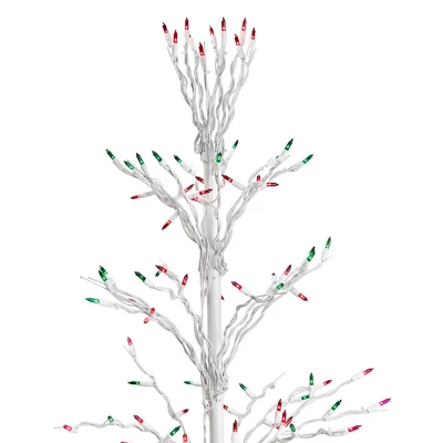 Northlight 6' Prelit Artificial Christmas Tree White Lighted Cascade Twig Outdoor Decoration - Multi-Color Lights - Image 7