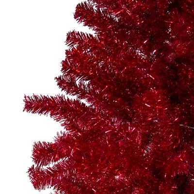 Northlight 6' Metallic Red Tinsel Artificial Christmas Tree - Unlit - Image 3