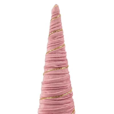 Northlight Twisted Cone Tree With Shiny Garland Christmas Decoration - 15.25" - Pink - Image 3