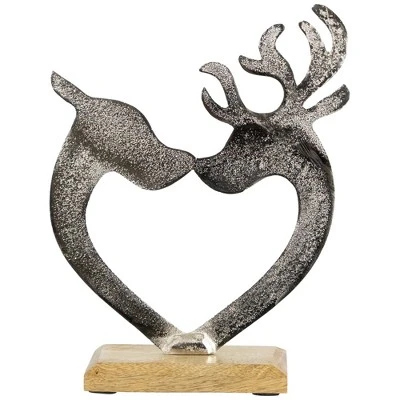 Northlight Heart Shaped Kissing Reindeer Metal Christmas Decoration - 10" - Image 3