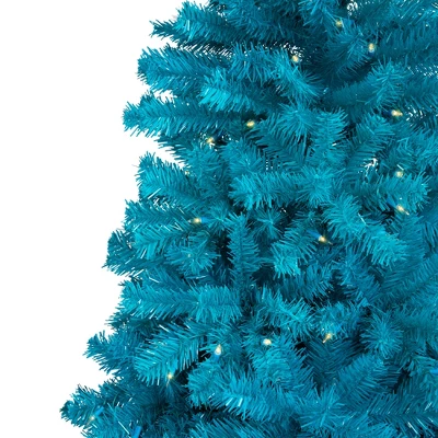 Northlight Pre-Lit Medium Pine Artificial Christmas Tree - 6' - Turquoise - Clear Lights - Image 2