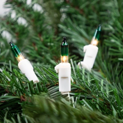 Northlight Mini Christmas Light Set - Clear With Green Tip - 10' White Wire - 50ct