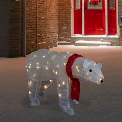 Northlight LED Lighted Tinsel Polar Bear Outdoor Christmas Decoration - 32" - Warm White Lights
