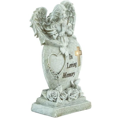 Northlight 10" Solar LED Lighted Praying Angel "In Loving Memory" Outdoor Garden Statue - Image 2