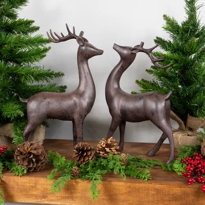 Northlight Standing Deer Christmas Decorations - 14" - Brown - Set Of 2 - Image 2