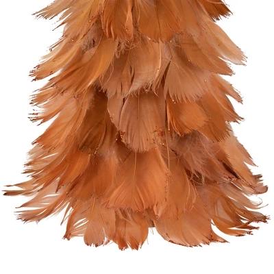 Northlight Small Layered Feather Cone Tree Glittered Christmas Decoration - 16" - Rust Orange - Image 3