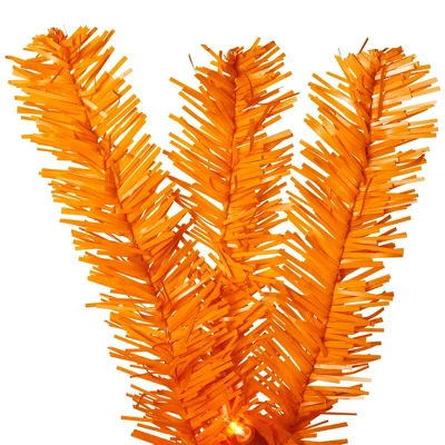 Northlight Pre-Lit Medium Artificial Pine Christmas Tree - 3' - Orange - Clear Lights - Image 5