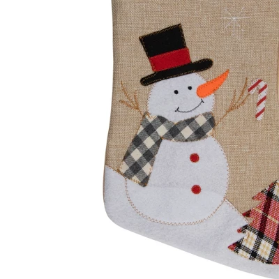 Northlight 19" Beige And Red Burlap "Merry Christmas" Snowman Christmas Stocking - Image 2